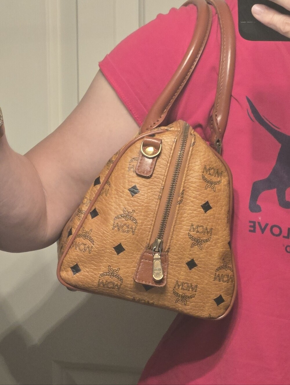 Mcm Visetos Cognac Boston Bag - Picture 16 of 16